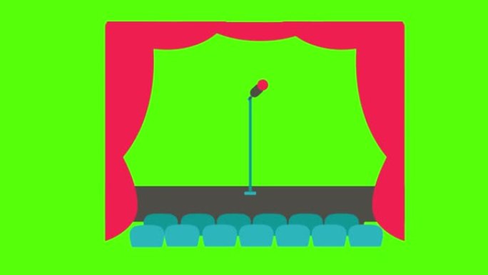 绿屏背景上剧院和麦克风的矢量设计