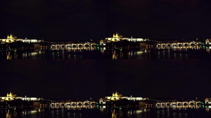 捷克共和国布拉格美丽城市的布拉格城堡，查理大桥和伏尔塔瓦河的全景
