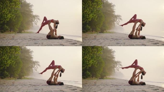 海滩上的瑜伽训练