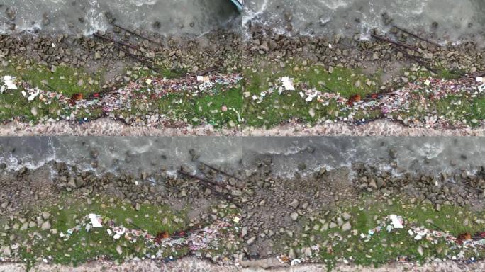 气候变化受到塑料和垃圾覆盖的海滩的影响