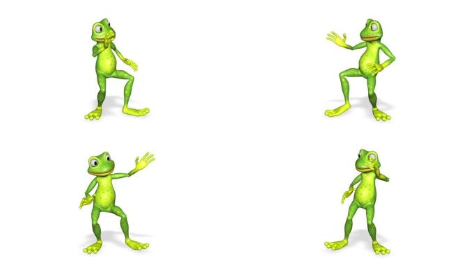 青蛙跳舞有趣的循环白色背景