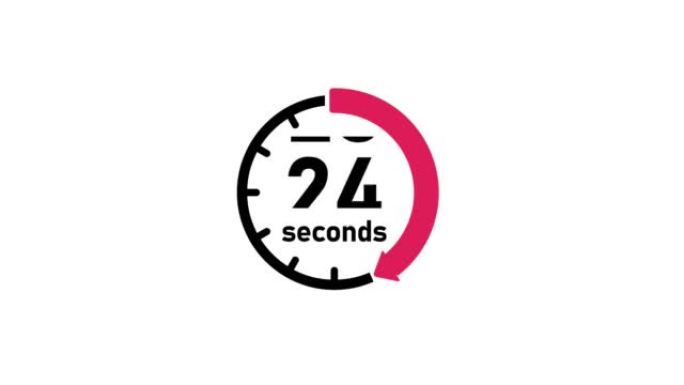 时钟，计时器 (时间通过，等待时间) 动画 (4K) | 60秒
