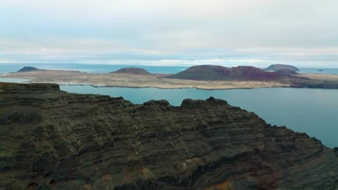 格拉西奥萨和兰萨罗特群岛的无人机视频。顶视图