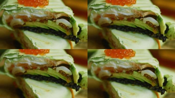 寿司和墨西哥卷饼的组合。荔枝也用于回味