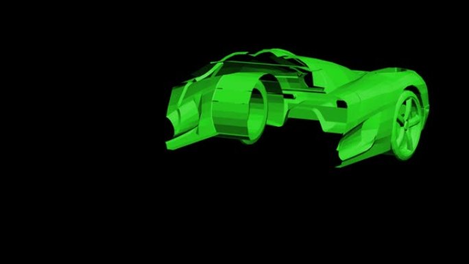 从动画3D零件组装汽车。