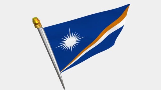 马绍尔群岛旗帜在风中飘扬的循环视频，慢动作视频的4k，与阿尔法频道