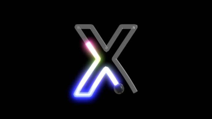 霓虹灯打开字母X的动画