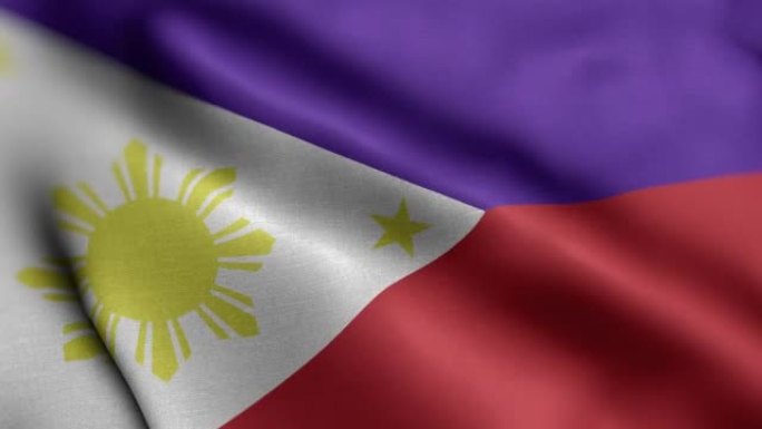菲律宾国旗-菲律宾国旗高细节-国旗菲律宾波浪图案可循环元素-高分辨率和高细节织物纹理和无尽循环股票视