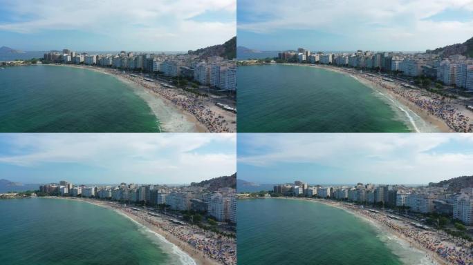 里约热内卢市传奇海滩科帕卡巴纳 (Praia de Copacabana) 的鸟瞰图 -- 南美洲巴