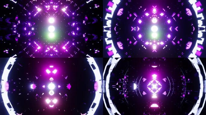 水晶镜像蓝紫色均衡器音乐节目的VJ循环