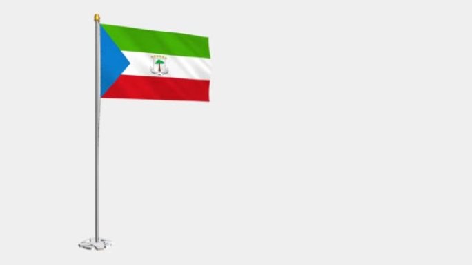 赤道几内亚国旗在风中飘扬的循环视频，4k的慢动作视频，带Alpha通道