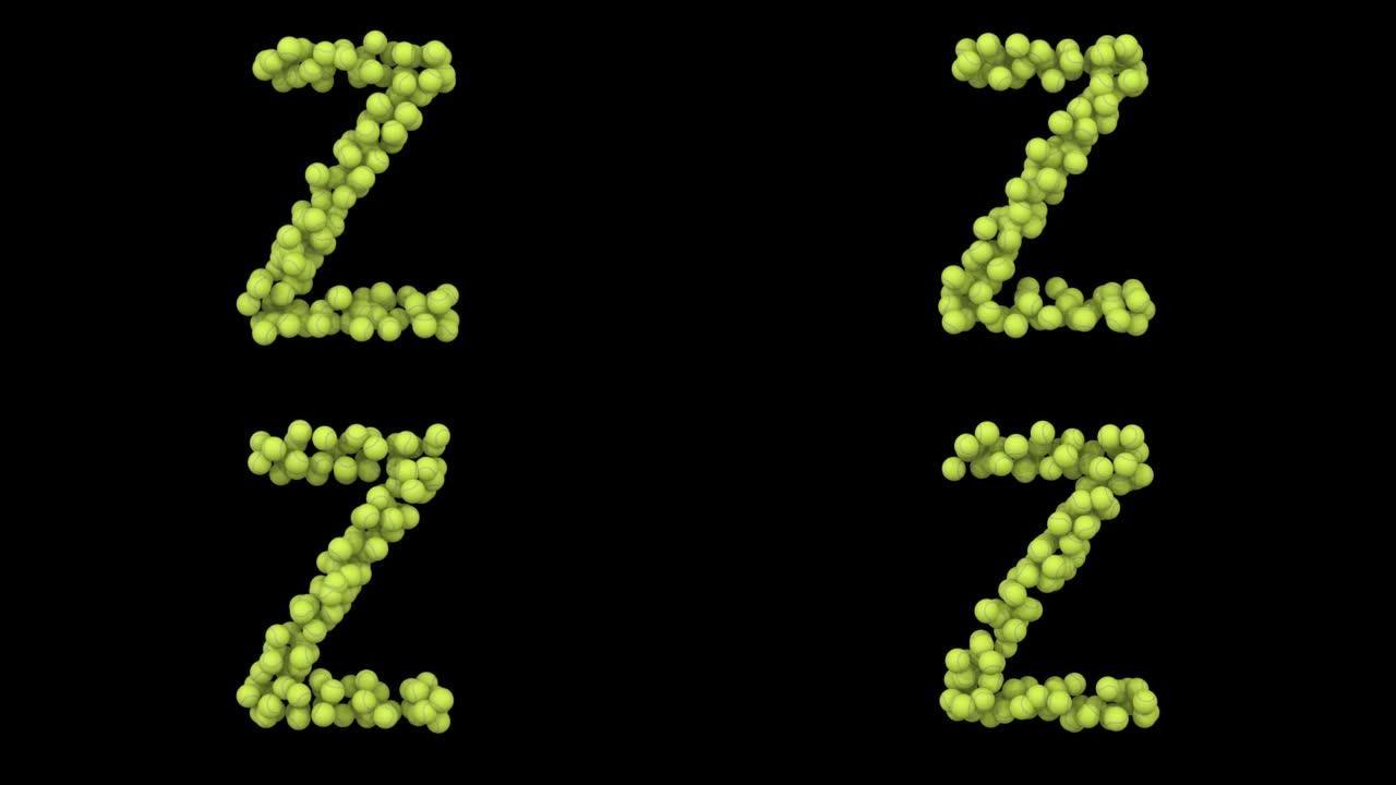 网球主题循环动画字母Z