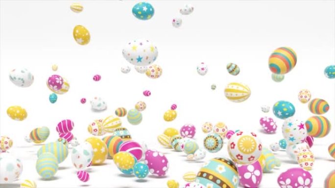 美丽的复活节背景与彩色复活节彩蛋。3d动画