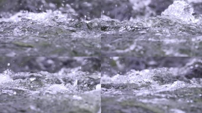 清澈的淡水浪潮实拍视频特写镜头水花水流
