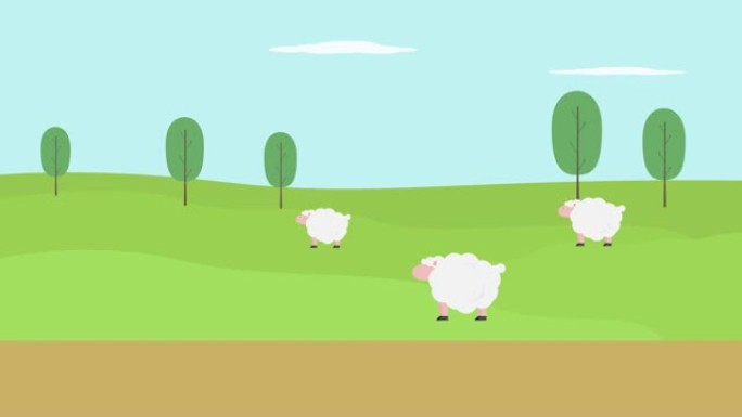 在草地上放牧的羊群
