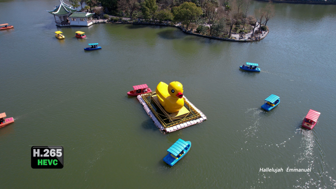 上海长风公园湖泊游船休憩游玩暑期阖家欢乐