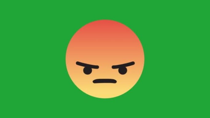 社交媒体愤怒的脸图标动画视频。在绿色屏幕上。