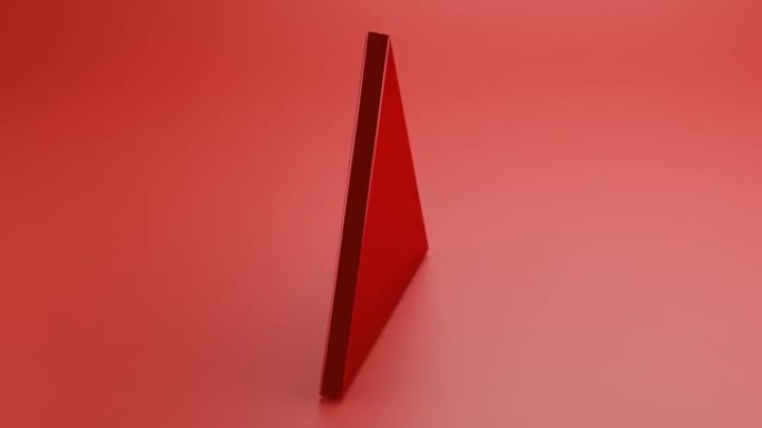 抽象不可能的三角形闪耀红色。3D插图