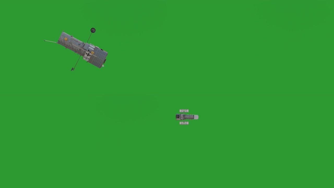 4k分辨率视频: 太空望远镜哈勃不同在绿屏色度键上飞行