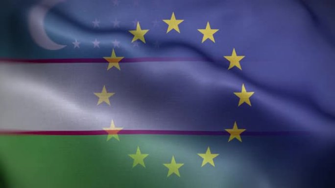 EU乌兹别克斯坦国旗环背景4K