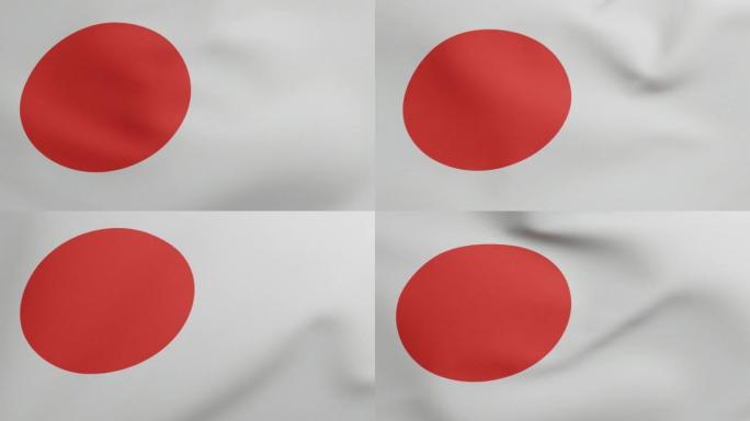 日本国旗挥舞原始大小和颜色3D渲染，日月日本国旗的太阳或日野丸，土地的升起的太阳，日本国旗