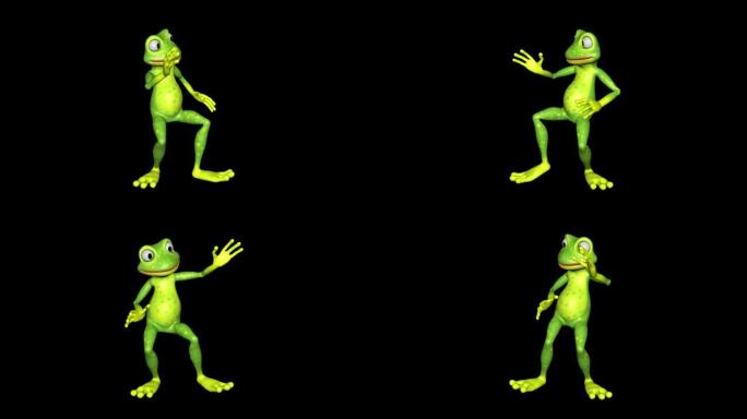 青蛙跳舞有趣的循环阿尔法频道