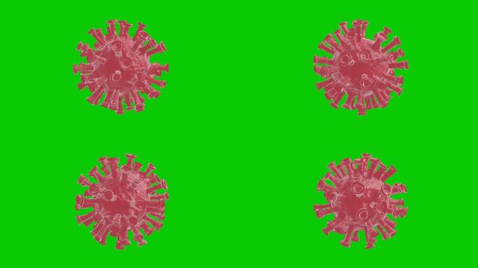 新冠肺炎(COVID-19)医疗动画。4K屏幕上病毒的逼真动画