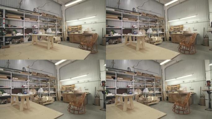 木匠家具车间视图，木坯