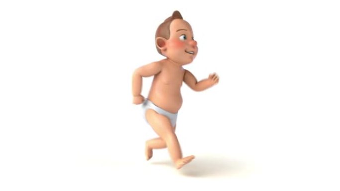 有趣的3D卡通婴儿跑步