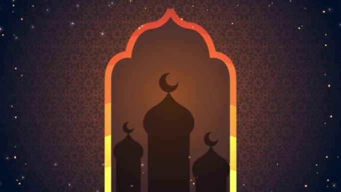 开斋节穆巴拉克动画与清真寺塔