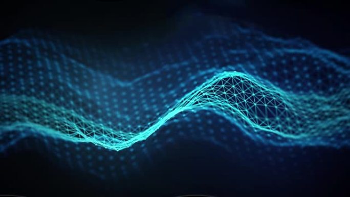 复古蓝波。未来技术概念运动图形。大数据网络技术无缝循环FullHD