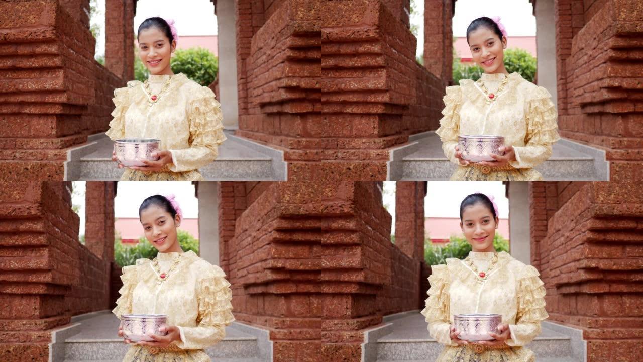 泰国传统服装泼水节肖像美女