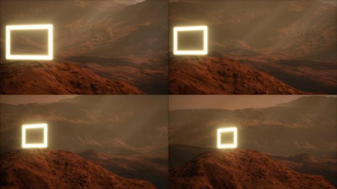 火星行星表面的霓虹灯门吹尘