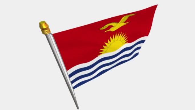 基里巴斯旗帜在风中飘扬的循环视频，慢动作视频的4k，与阿尔法频道