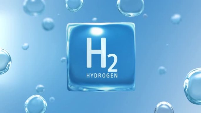 “H2氢” 标题为水泡立方体信息图表背景循环与水分子