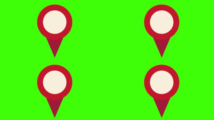 绿色屏幕上弹出动画圆形空白红色位置图标