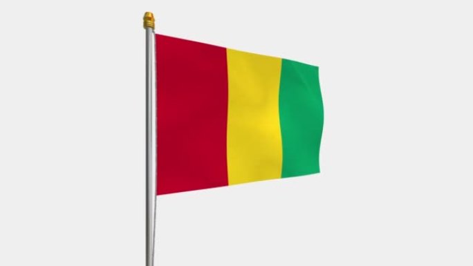 几内亚国旗在风中飘扬的循环视频，4k的慢动作视频，带Alpha通道