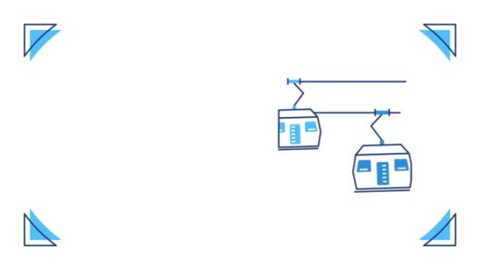 白色背景上的卡通缆车4k视频。