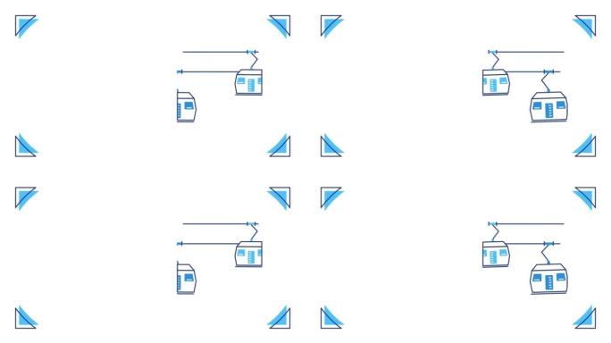 白色背景上的卡通缆车4k视频。