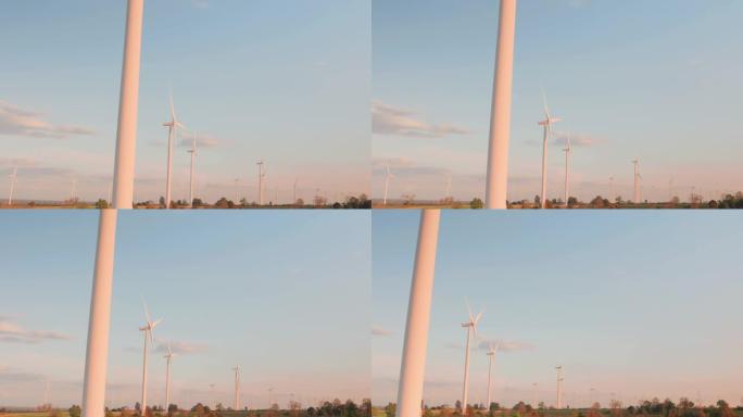 风车农田全景产生清洁能源和可持续发展