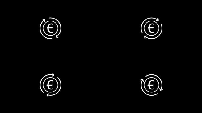 欧元和圆形箭头图标动画。
