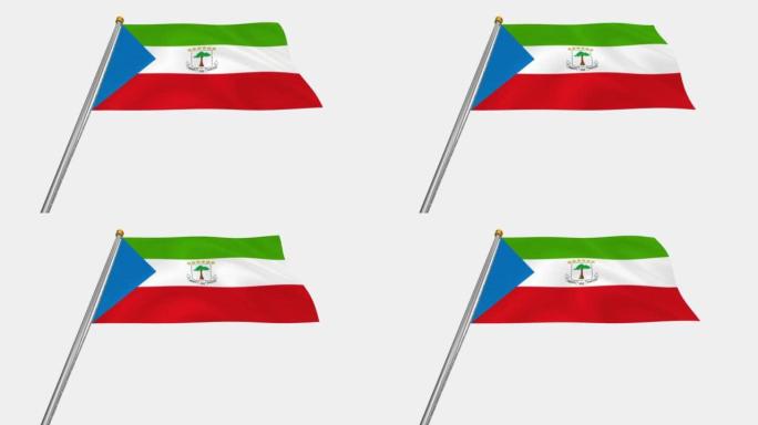 赤道几内亚国旗在风中飘扬的循环视频，4k的慢动作视频，带Alpha通道