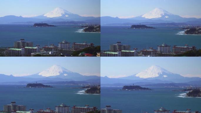 江之岛与住宅区以外的富士山