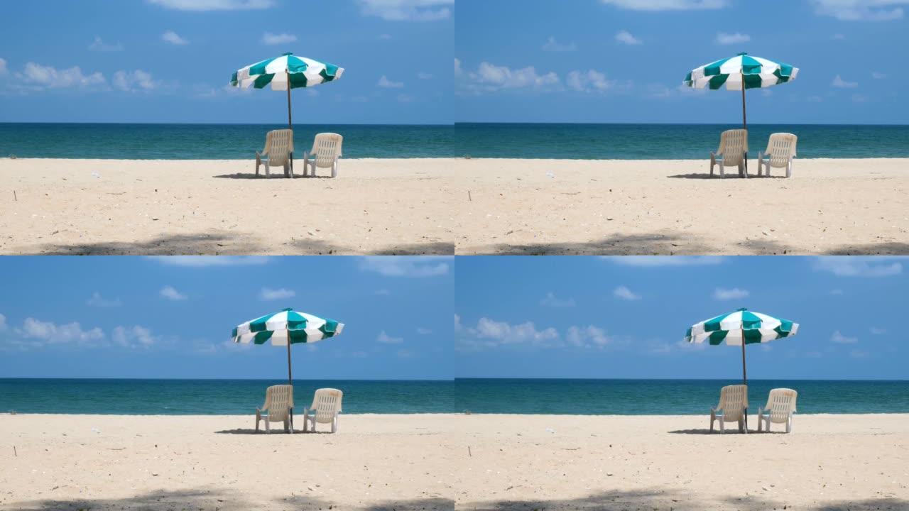 泰国的夏季海滩太阳伞沙滩椅特写视频素材