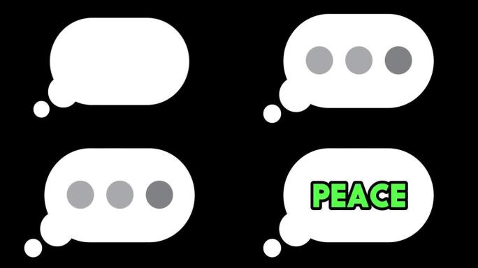 一个简单的思想气泡元素弹出加载点和和平的单词。