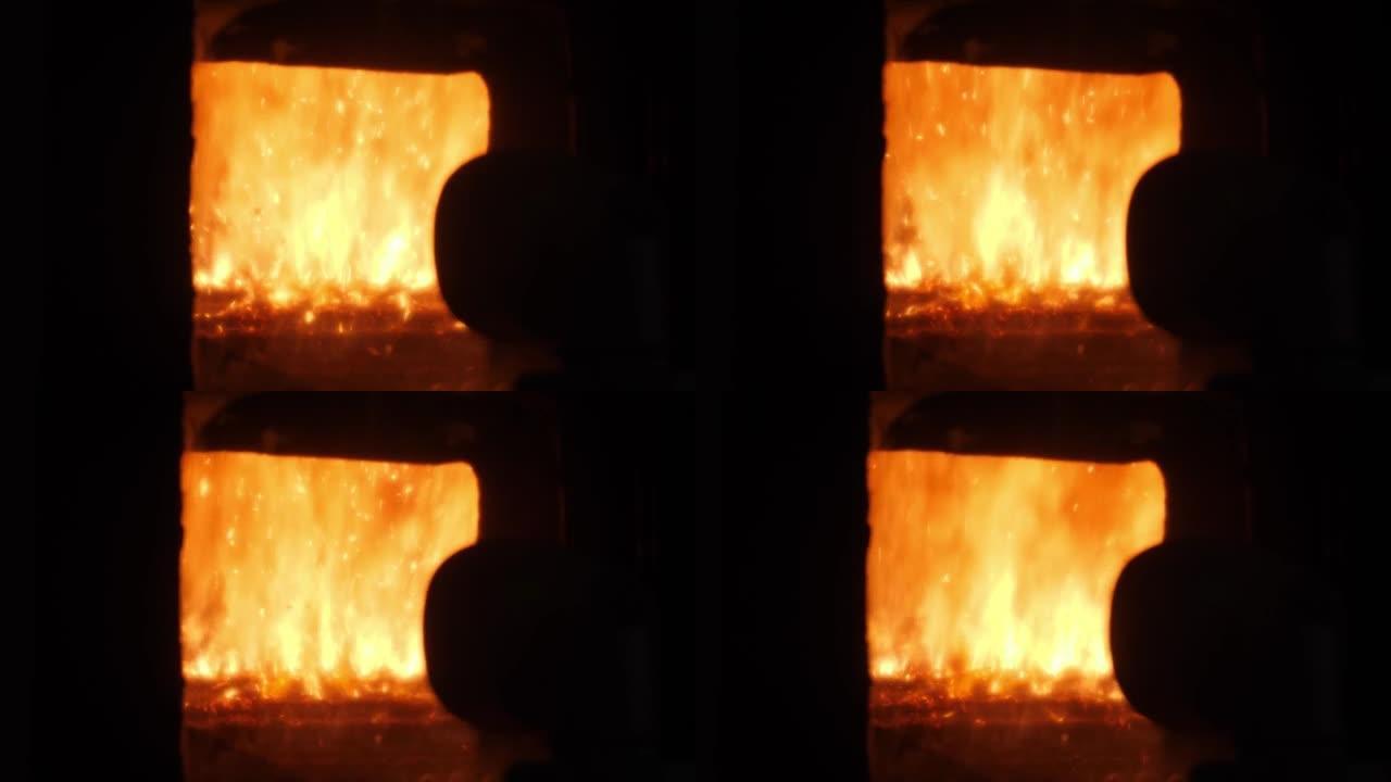 工业炉中的五颜六色火。