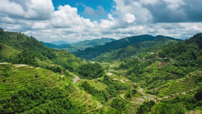 菲律宾吕宋岛北部古代Banaue水稻梯田的延时视图