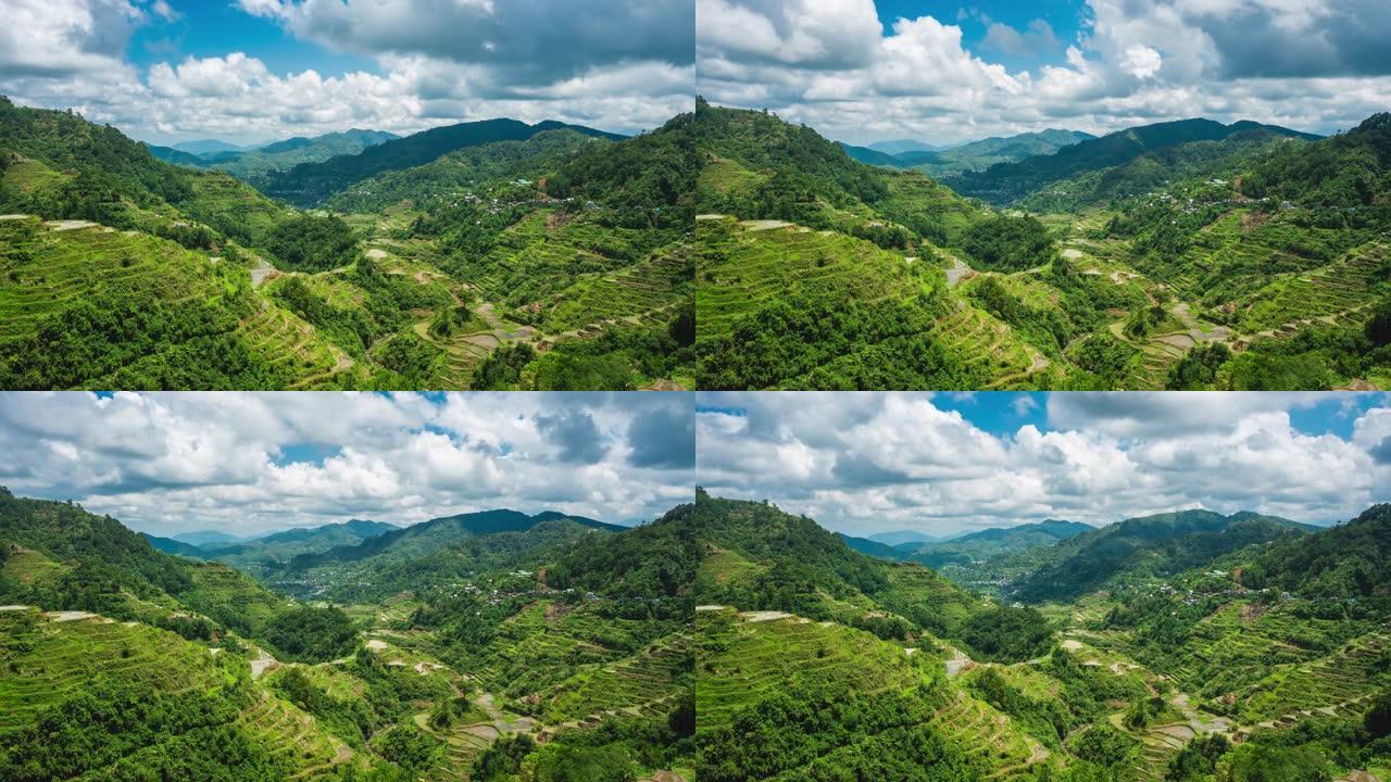 菲律宾吕宋岛北部古代Banaue水稻梯田的延时视图