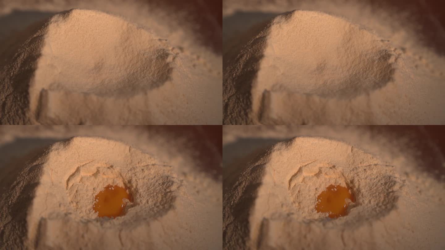 鸡蛋掉入面粉，甜点
