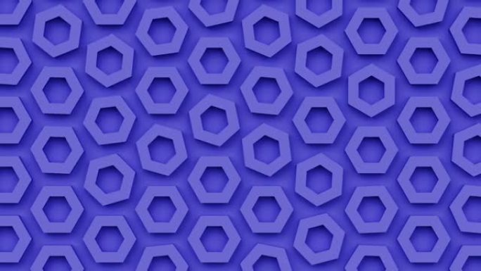 蜂窝形状的六边形图案，移动六边形无缝循环的三维动画抽象背景，细胞框拼接在表面，几何新潮创意壁纸